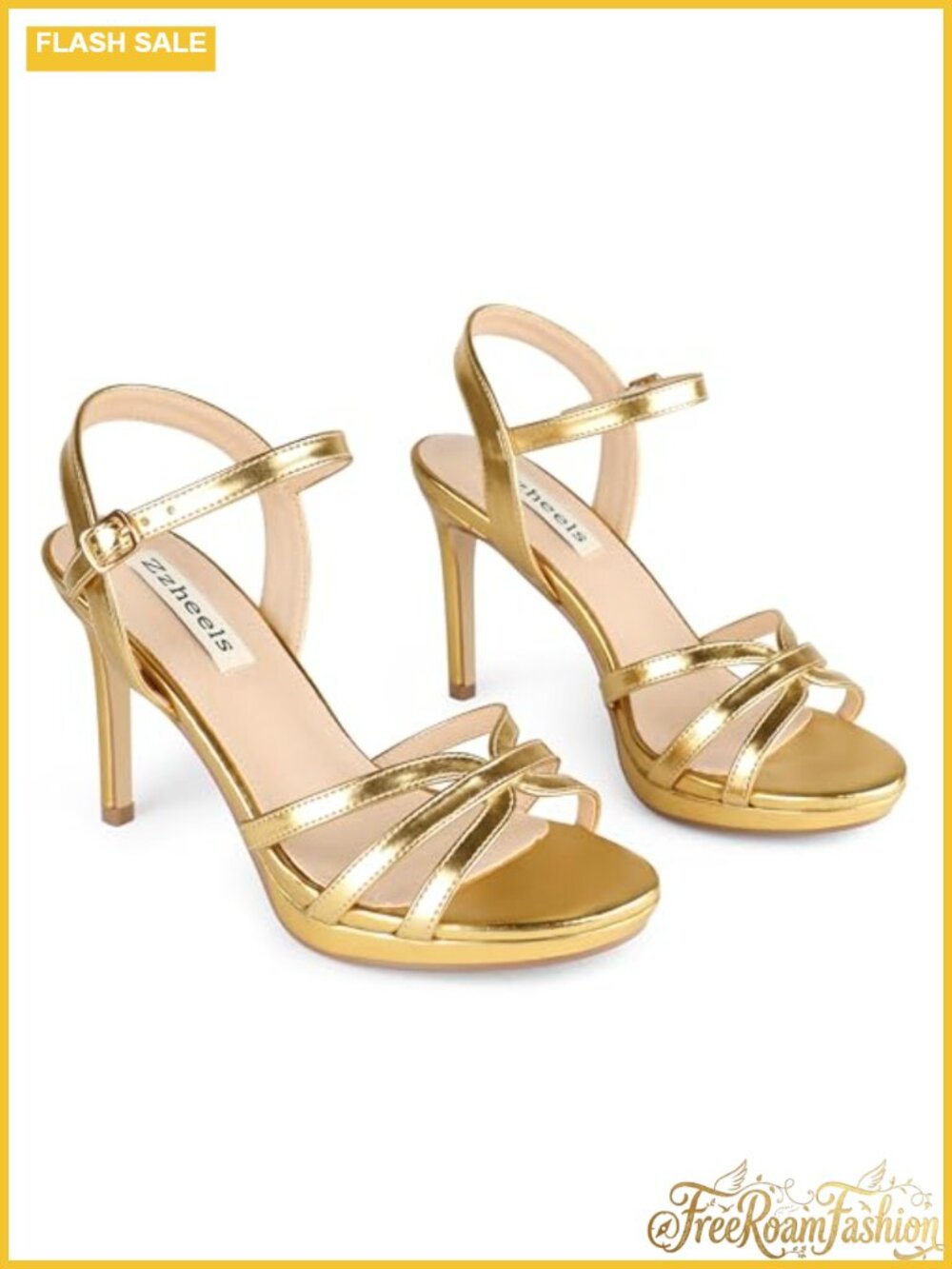 Zzheels Women's Platform Stiletto Heeled Sandals Faux Leather Ankle Strap